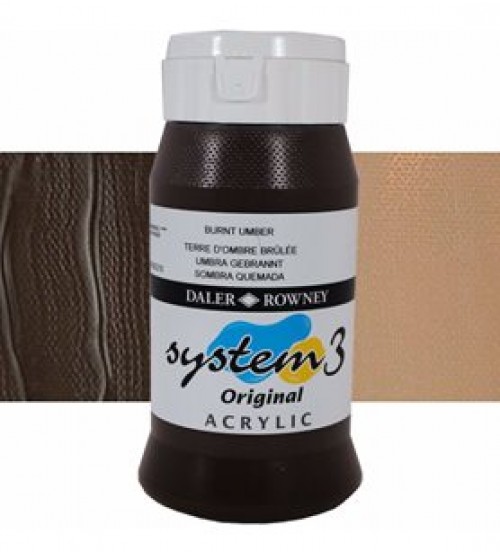 Daler Rowney System3 500 ml Akrilik Boya 223 Burnt Umber